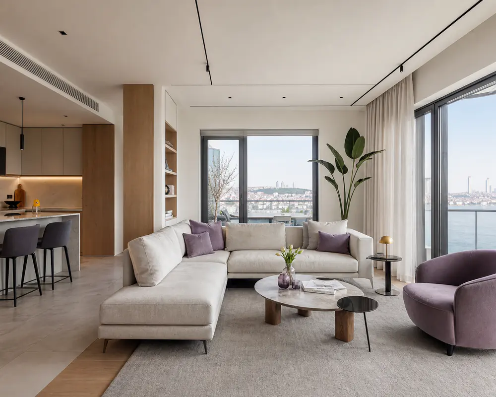 Açık planlı bütüncül daire dekorasyonu